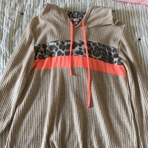 Pink Lily waffle knit hoodie top